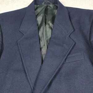 Oakton Ltd Sports Coat Mens 40R Blue 2-Button Jacket Cashmere Blend Vintage